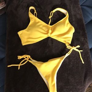 Yellow 2 piece swimsuit